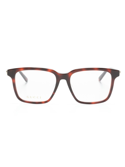 Gucci Logo-plaque Square-frame Glasses In Red