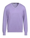 Rossopuro Man Sweater Light Purple Size 8 Cotton