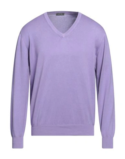 Rossopuro Man Sweater Light Purple Size 8 Cotton