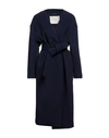Jucca Woman Coat Midnight Blue Size 6 Virgin Wool, Polyamide, Polyester, Acrylic In Blue