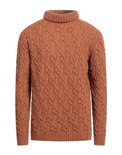 Paolo Pecora Man Turtleneck Brown Size Xl Virgin Wool In Brown