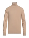 Daniele Fiesoli Man Turtleneck Sand Size L Merino Wool, Cashmere In Beige