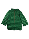 Herno Three Quarter Sleeves Nylon And Feather Cape In Green
