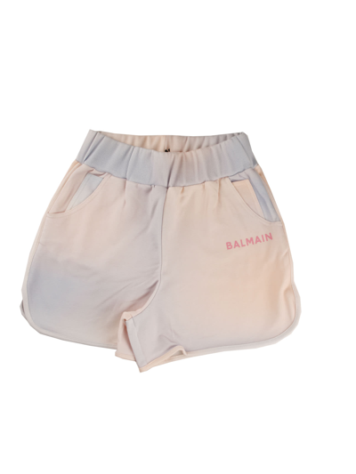 Balmain Kids' Tie Dye Organic Cotton Sweat Shorts In Multicolor