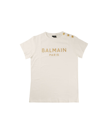 Balmain White T-shirt For Girl With Golden Logo In White