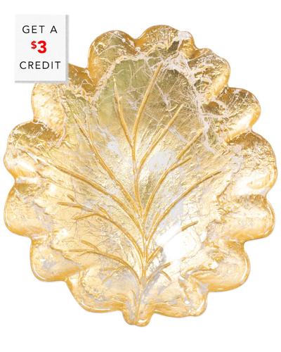 Vietri Moon Glass Leaf Salad Plate In Gold