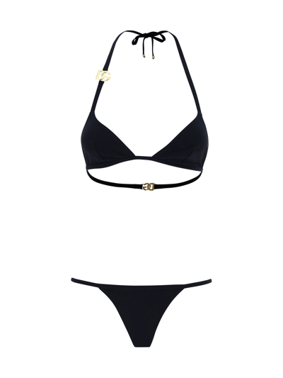 Dolce & Gabbana Logo Bikini In Nero
