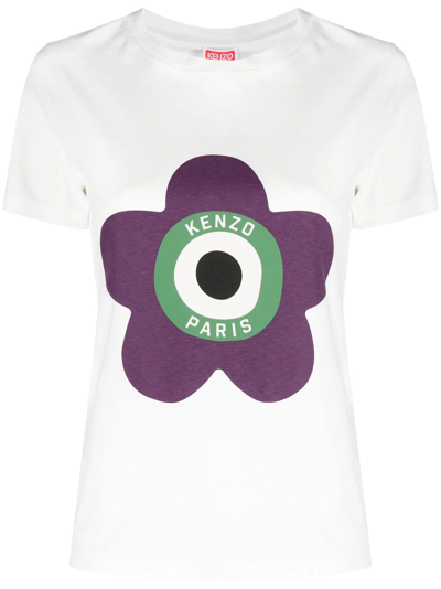 Kenzo Boke Flower Logo-print T-shirt In White