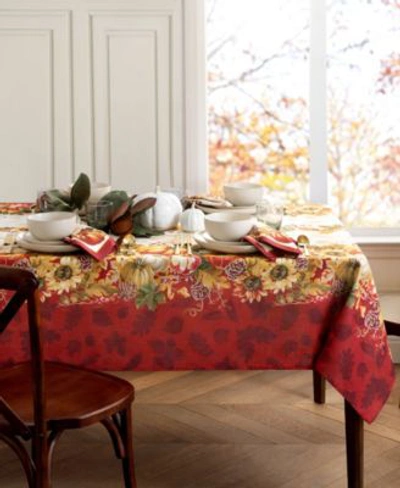 Elrene Swaying Leaves Double Border Tablecloth Collection In Ivory