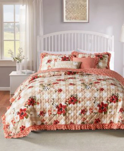 Greenland Home Fashions Wheatly Traditional Ruffled Quilt Sets In Truffle