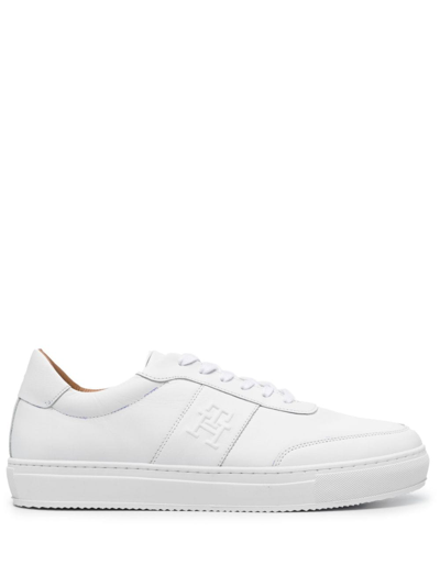 Tommy Hilfiger Embossed-monogram Low-top Sneakers In White