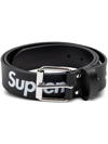 Supreme Repeat "black" Leather Belt In Black