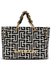 Balmain 1945 Soft Pb-monogrammed Jacquard Canvas Tote Bag In Gfe