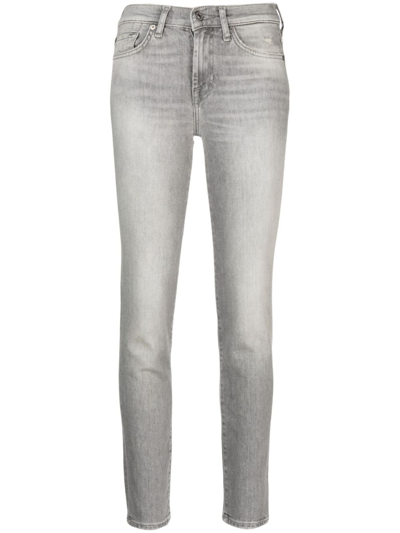 7 For All Mankind Roxanne Mid-rise Jeans In Grey
