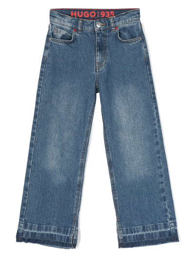 Hugo Kids' Mid Wash Straight-leg Jeans In Blue