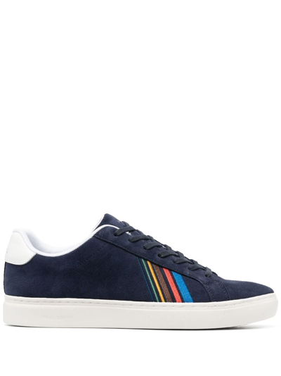 Ps By Paul Smith Striped Lace-up Suede Sneakers In Navy