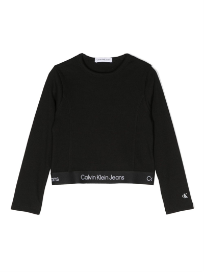 Calvin Klein Kids' Logo-detail Cotton T-shirt In Black