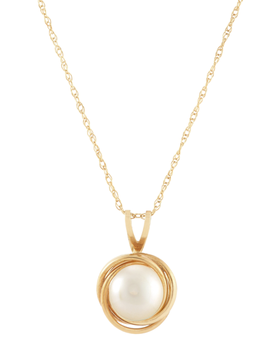 Macy's Cultured Freshwater Pearl (6mm) 18" Pendant Necklace In 14k Gold