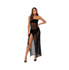 Edikted Suri Ruffle Sheer Mesh Strapless Maxi Dress In Black