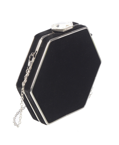 Club Rochelier Velvet Evening Bagwith Jewel Closure In Black