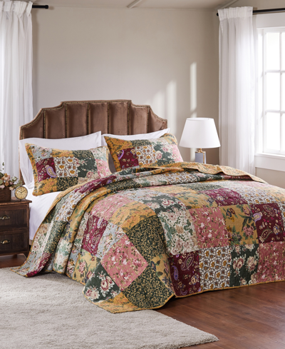 Greenland Home Fashions Antique-like Chic Authentic Patchwork 3 Piece Bedspread Set, Queen