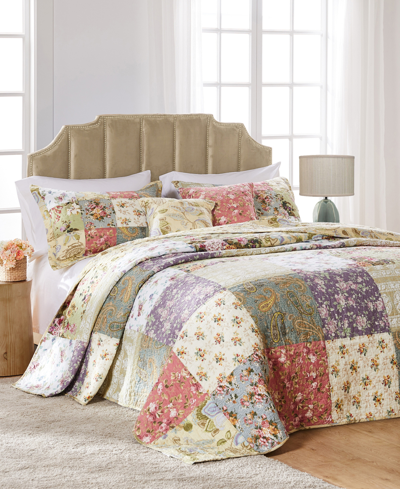Greenland Home Fashions Blooming Prairie Authentic Patchwork 3 Piece Bedspread Set, Queen