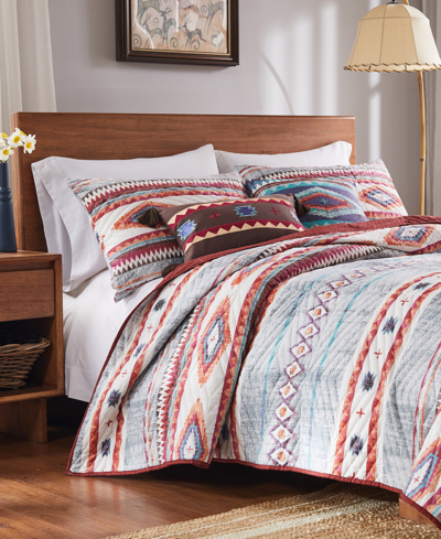 Greenland Home Fashions Kiva Southwestern Boho 3 Piece Quilt Set, Full/queen In Stone Gray