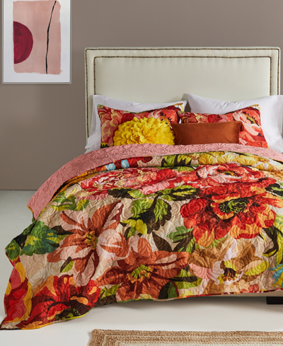 Greenland Home Fashions Senna Floral Boho 3 Piece Quilt Set, Full/queen In Harvest Bouquet