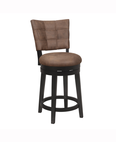 Hillsdale 40.25" Wood And Upholstered Kaede Furniture Counter Height Swivel Stool In Black With Chestnut Faux Leather