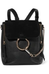 CHLOÉ FAYE SMALL LEATHER AND SUEDE BACKPACK