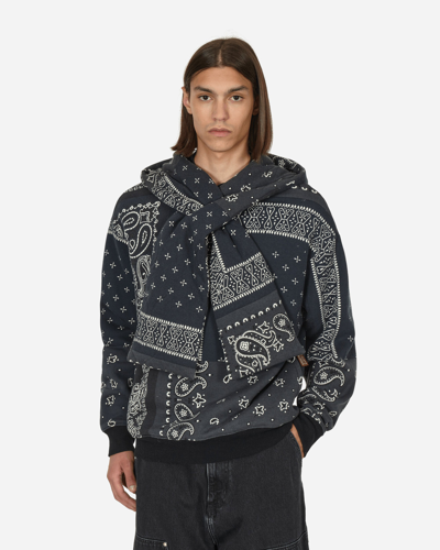 Kapital Tie-detailed Quilted Bandana-print Cotton-jersey Hoodie In Black