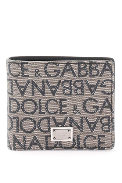 Dolce & Gabbana Jacquard Logo Wallet In Brown
