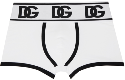 Dolce & Gabbana White Two-way Stretch Boxers In Multicolor