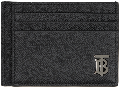 Burberry Leather Money Clip Card Holder In Black