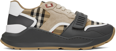 Burberry Beige & Grey Vintage Check Trainers