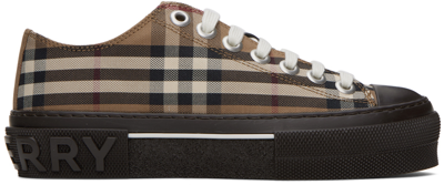 Burberry Brown Check Trainers In Birch Brown Ip Chk