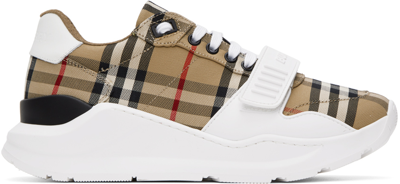Burberry Beige & White Check Sneakers In Archive Beige Ip Chk