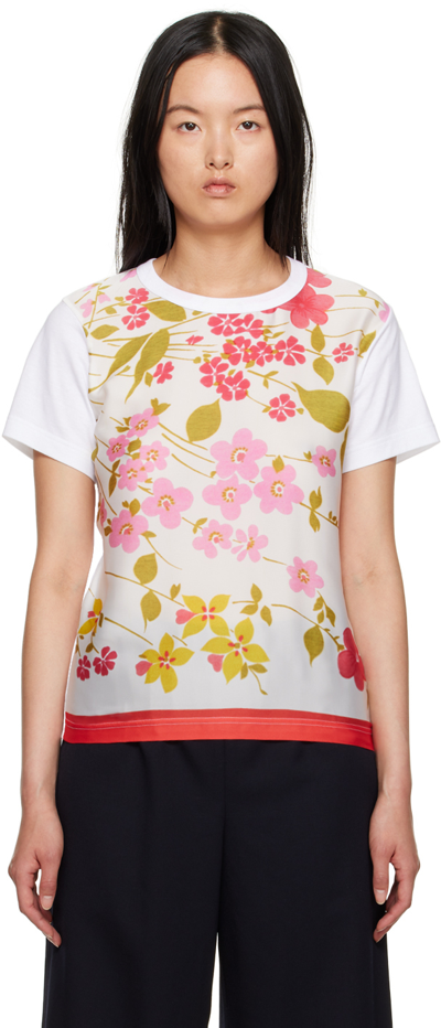 Comme Des Garcons Girl Floral-print Cotton T-shirt In 1 Pink X White