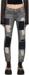 Junya Watanabe Panelled Five-pocket Denim Trousers In 1 Black/black/grey