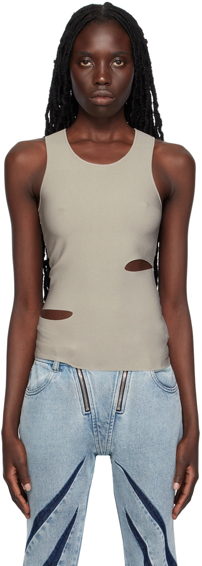 Dion Lee Gray Slit Tank Top In Alloy