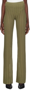 Dion Lee Khaki Snakeskin Trousers In Dark Sage