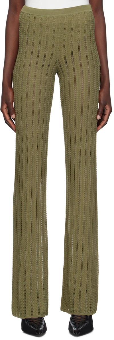 Dion Lee Khaki Snakeskin Trousers In Dark Sage