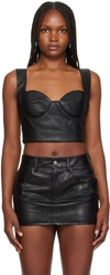 ALEKSANDRE AKHALKATSISHVILI BLACK PADDED FAUX-LEATHER CORSET