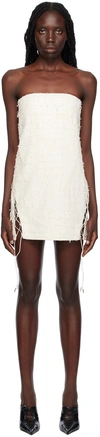 Dion Lee White Snake Etched Leather Minidress In Ivory