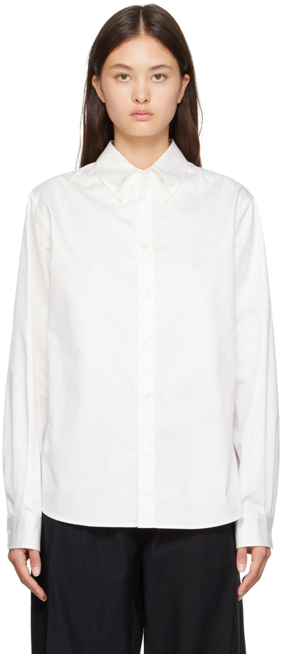 Mm6 Maison Margiela White Embroidered Shirt In 102 Off White