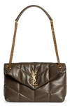 Saint Laurent Loulou Small Puffer Chain Shoulder Bag In Green