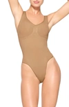 Skims Seamless Sculpt Scoop Neck Bodysuit In Ochre