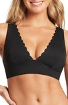 Sea Level Scalloped Longline Bikini Top In Black