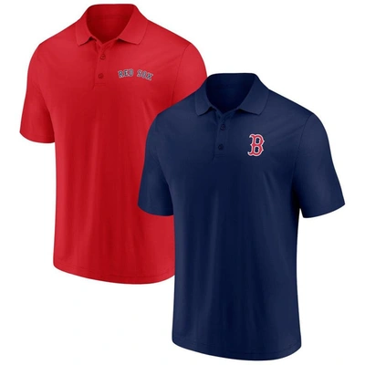 Fanatics Men's  Navy, Red Boston Red Sox Dueling Logos Polo Shirt Combo Set In Navy,red