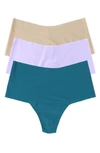 Hanky Panky Breathe Assorted 3-pack High Waist Thongs In Earth Dance/taupe/wisteria